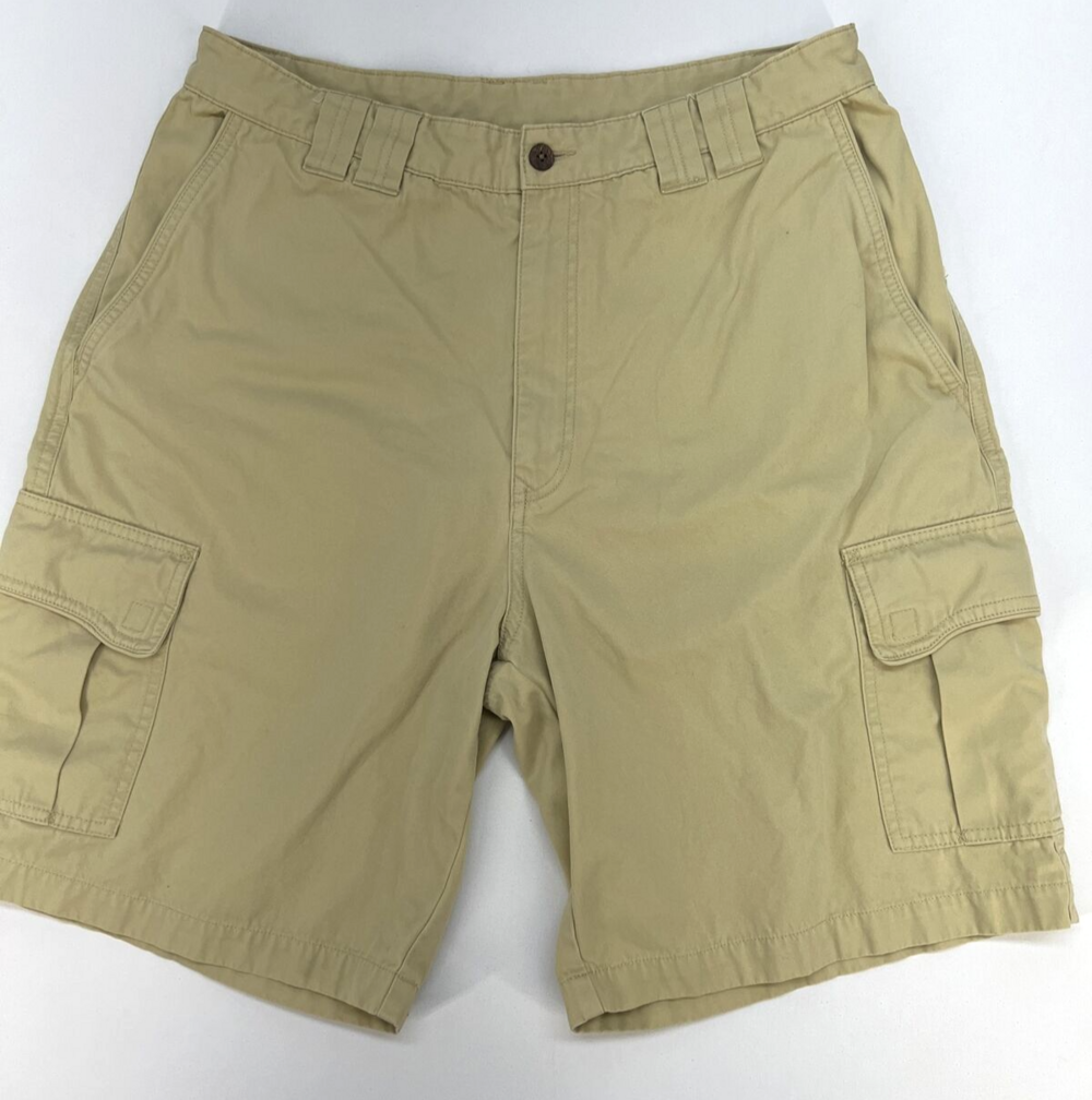 Tommy Bahama 100% Cotton Zip Flat Front Cargo Shorts Men’s 34 Pale Mustard